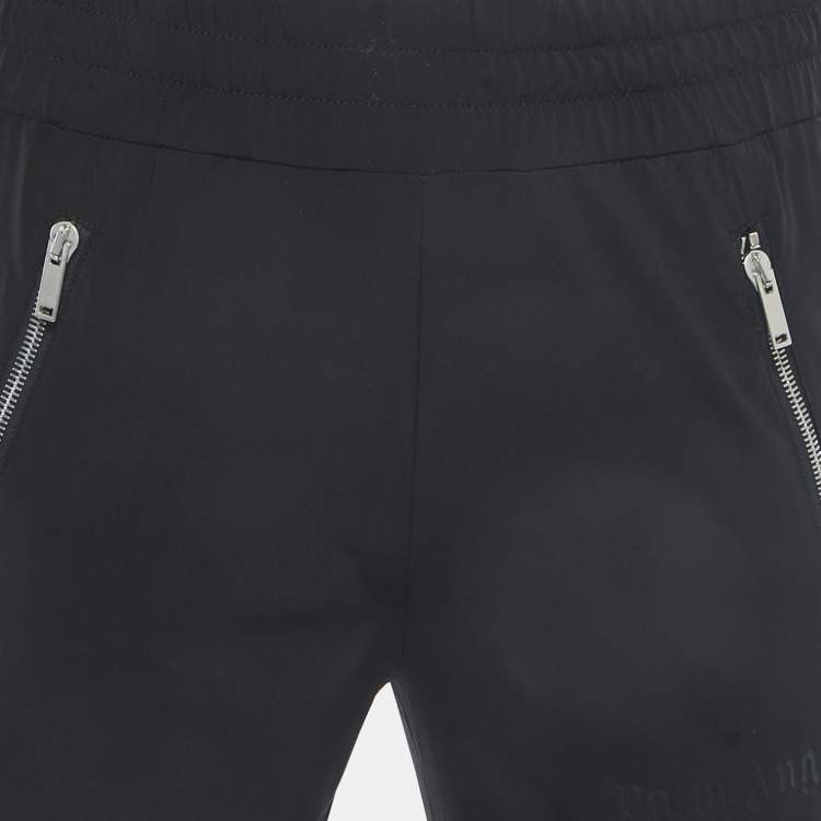 Pre Owned Palm Angels Black Nylon Zip Detailed Elasticized Waist Track Pants M