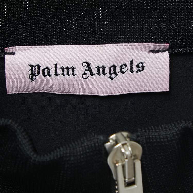 Pre Owned Palm Angels Black Logo Print Nylon Zip Front Jacket M