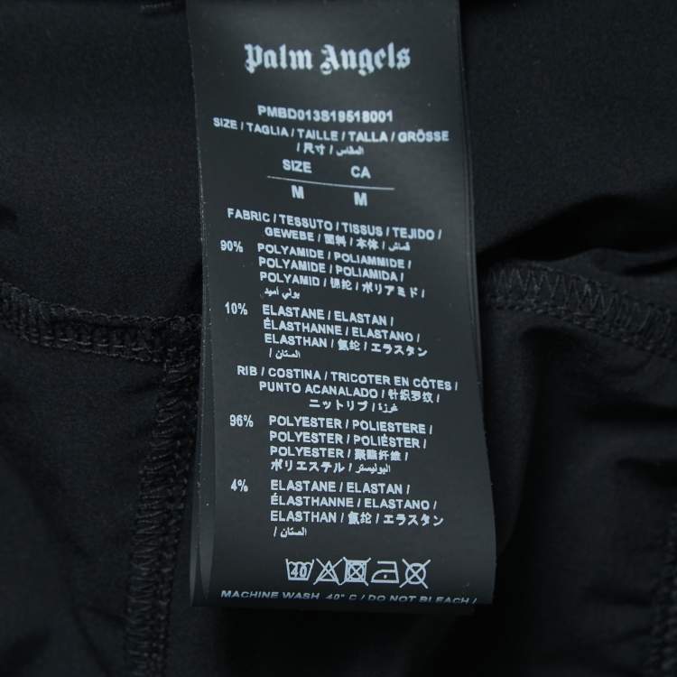 Pre Owned Palm Angels Black Logo Print Nylon Zip Front Jacket M