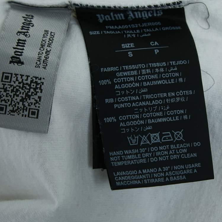 Pre Owned Palm Angels White Palms Boulevard Print Cotton Crew Neck T-Shirt S