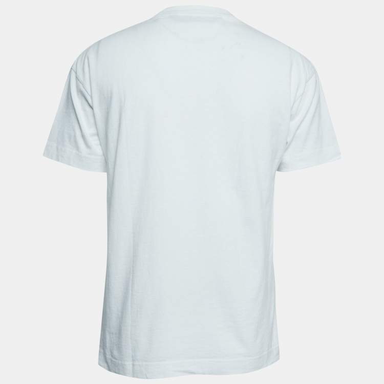 Pre Owned Palm Angels White Palms Boulevard Print Cotton Crew Neck T-Shirt S