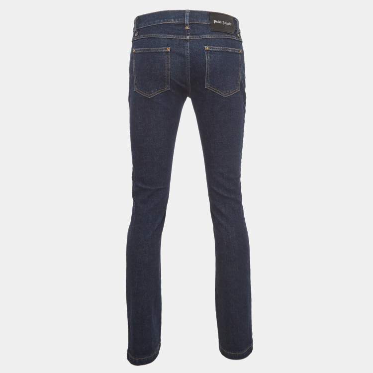 Pre Owned Palm Angels Blue Denim Logo print Straight-Leg Jeans M Waist 32''