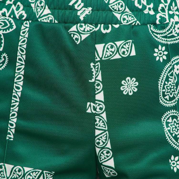 Pre Owned Palm Angels Green Bandana Print Technical Knit Track Pants L