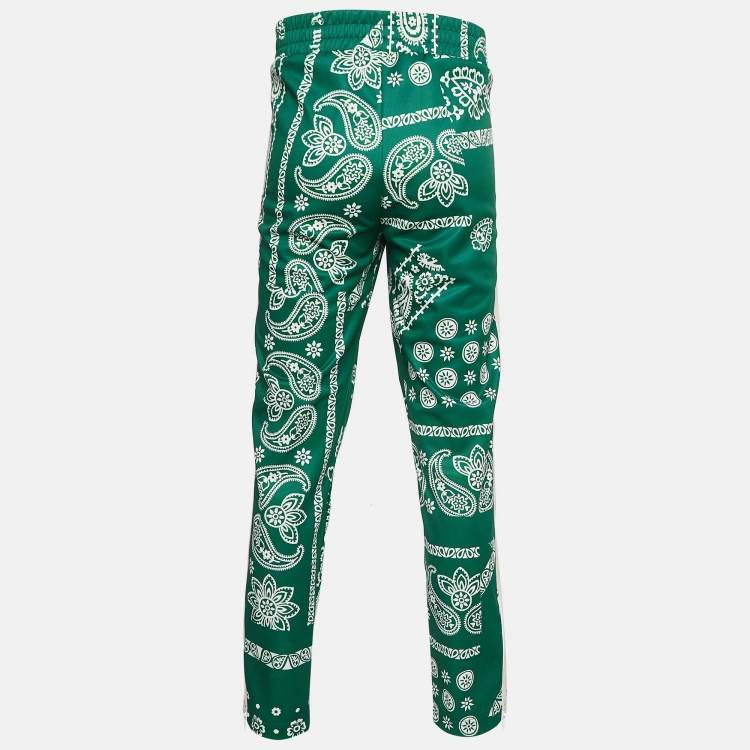 Pre Owned Palm Angels Green Bandana Print Technical Knit Track Pants L