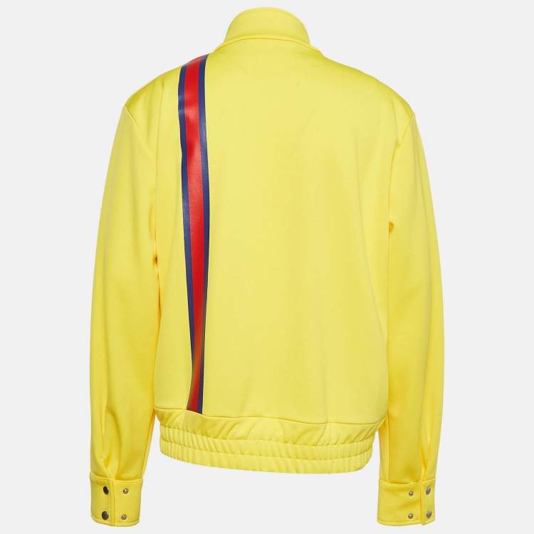 Pre Owned Palm Angels Yellow Printed Jersey Zipped Front Jacket L