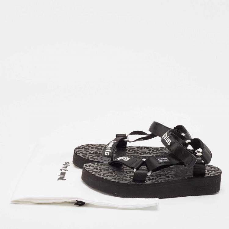 Pre Owned Palm Angels x Suicoke Black Canvas Slide Sandals Size 44