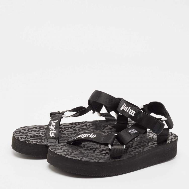 Pre Owned Palm Angels x Suicoke Black Canvas Slide Sandals Size 44
