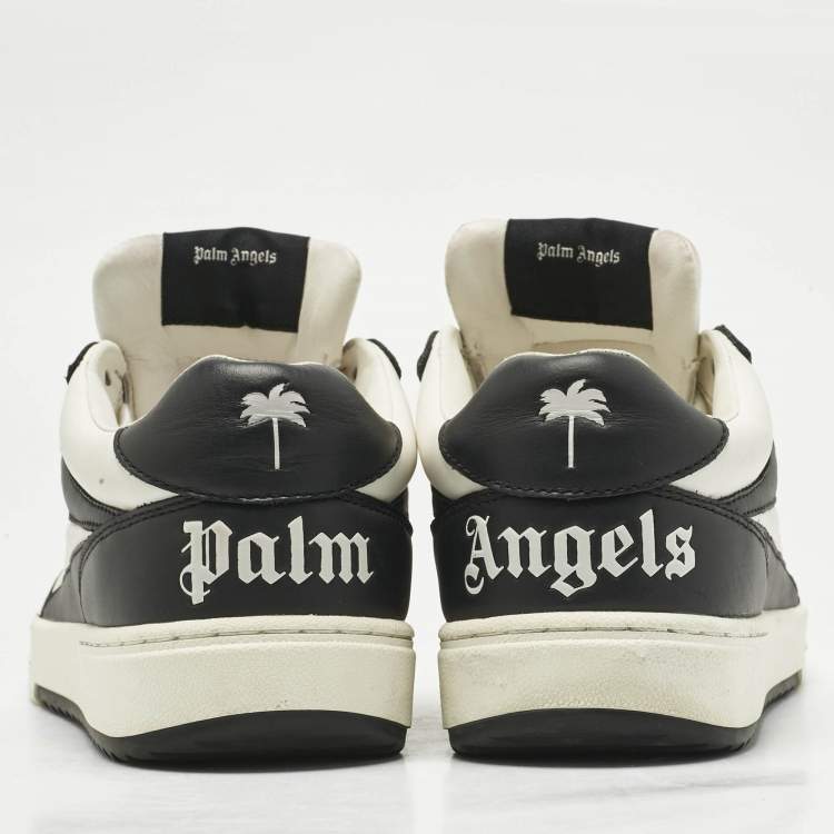 Pre Owned Palm Angels Black/White Leather Palm University Sneakers Size 40