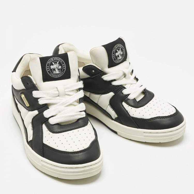 Pre Owned Palm Angels Black/White Leather Palm University Sneakers Size 40