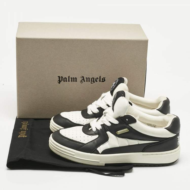 Pre Owned Palm Angels Black/White Leather Palm University Sneakers Size 40