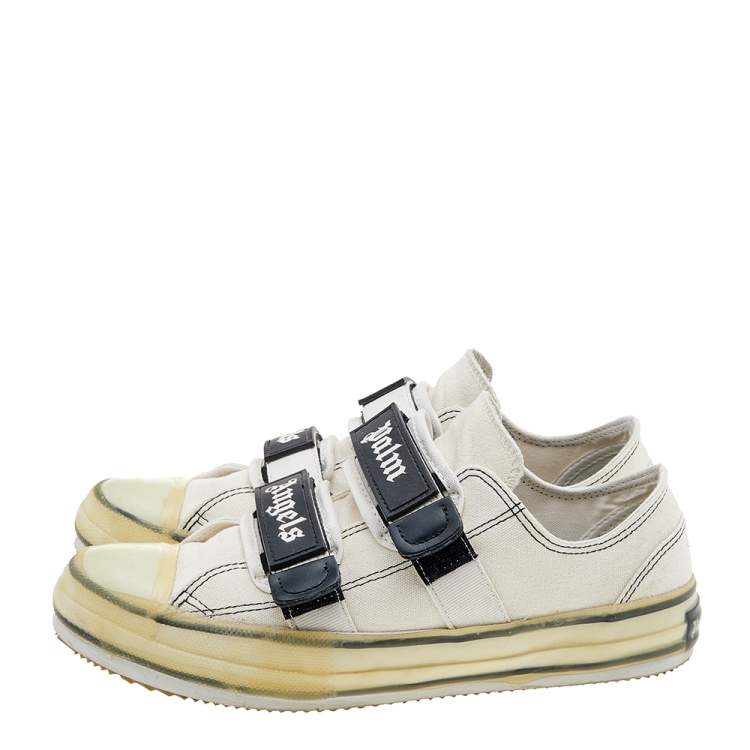 Pre Owned Palm Angels White Canvas Vulcanized Low Top Sneakers Size 42