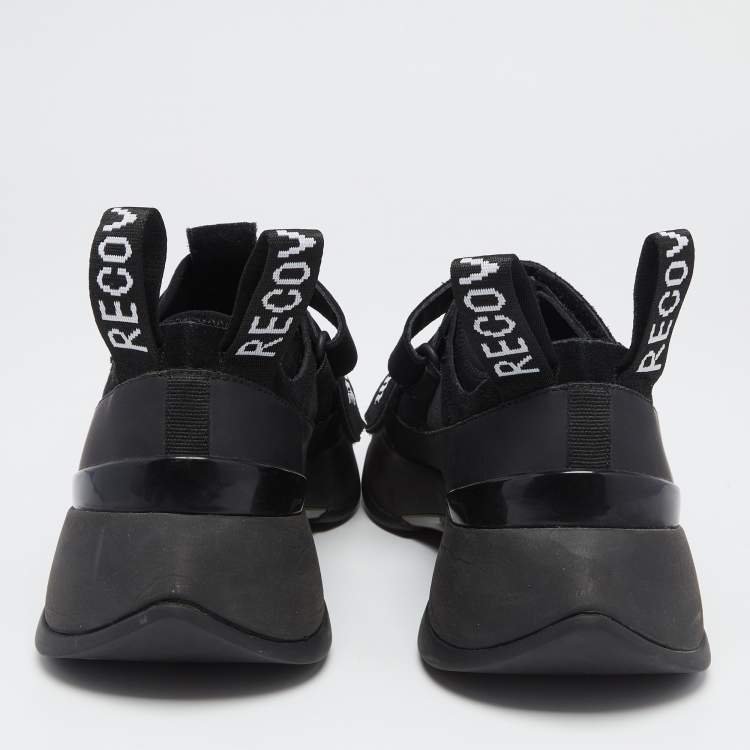 Pre Owned Palm Angels Black Leather And Fabric Canvas Vulcanized Low Top Sneakers Size 42