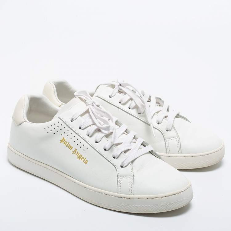 Pre Owned Palm Angels White/Cream Leather Lace Up Sneakers Size 41