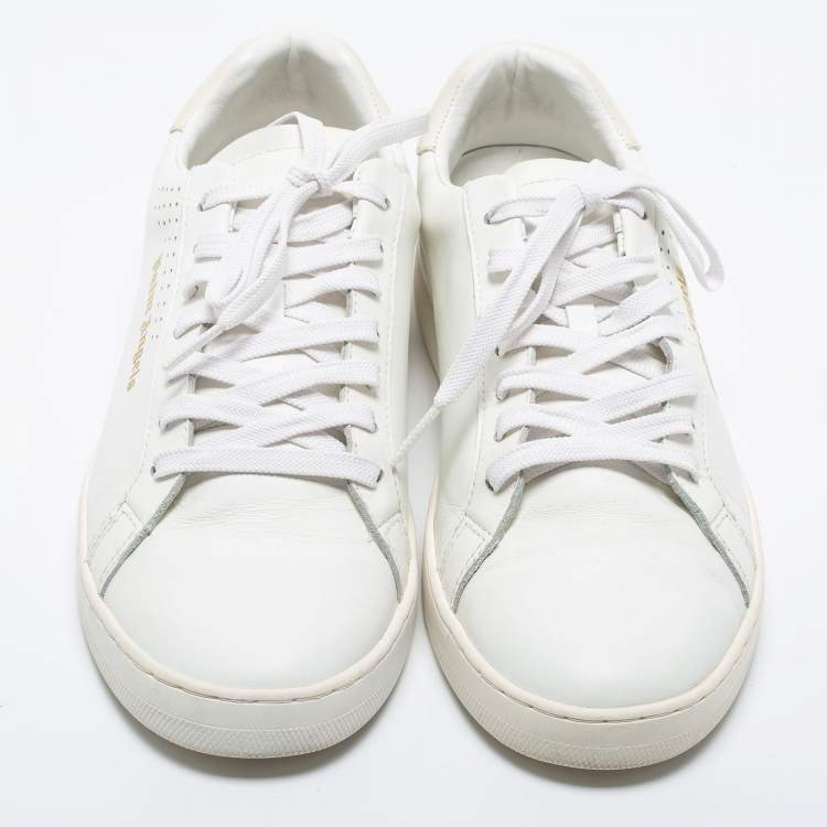 Pre Owned Palm Angels White/Cream Leather Lace Up Sneakers Size 41