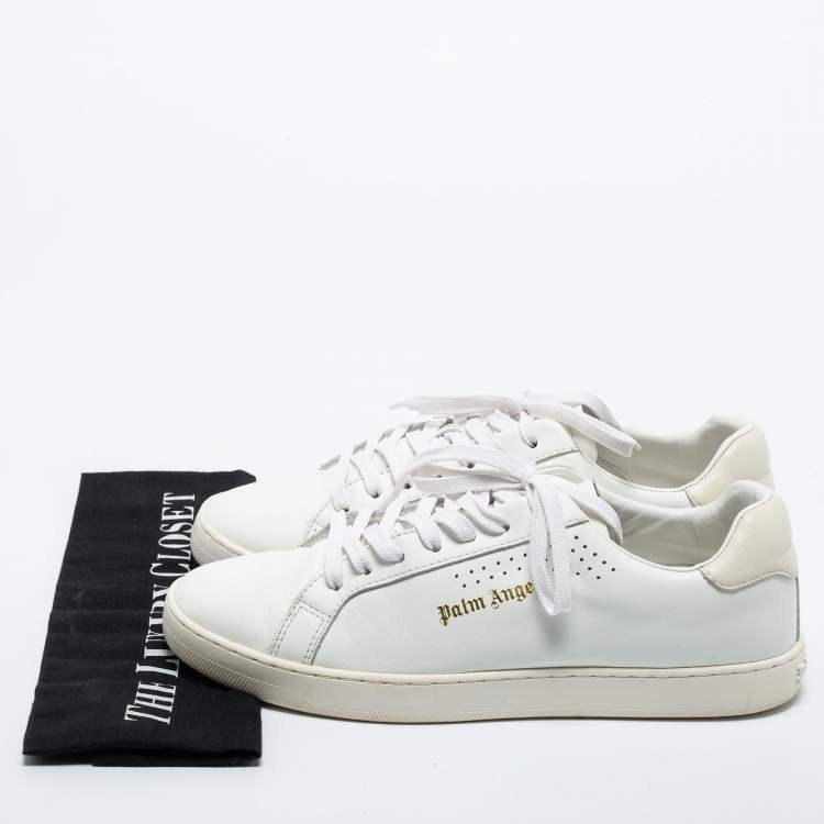 Pre Owned Palm Angels White/Cream Leather Lace Up Sneakers Size 41