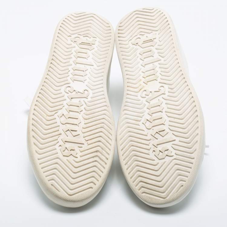Pre Owned Palm Angels White/Cream Leather Lace Up Sneakers Size 41