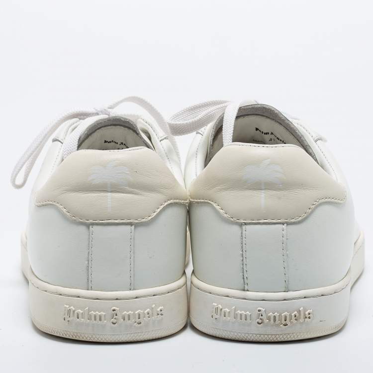 Pre Owned Palm Angels White/Cream Leather Lace Up Sneakers Size 41