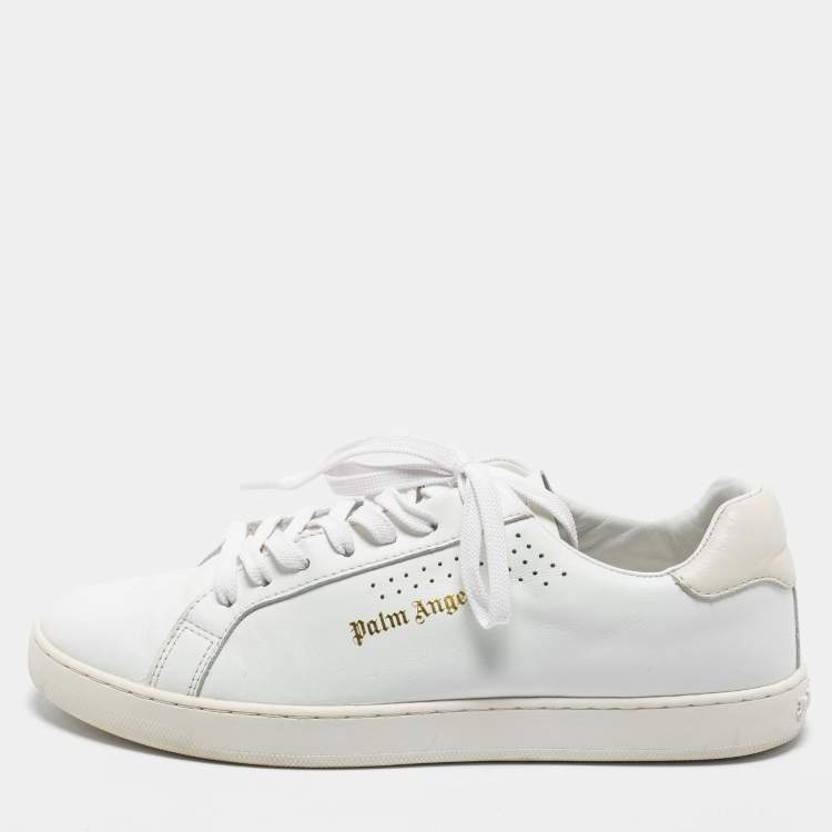 Pre Owned Palm Angels White/Cream Leather Lace Up Sneakers Size 41