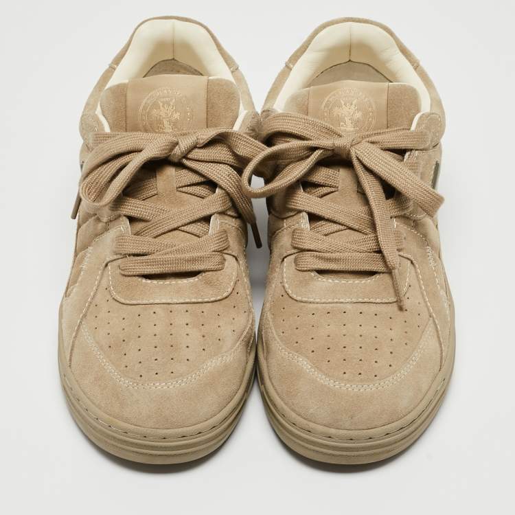 Pre Owned Palm Angels Olive Green Suede Lace Up Sneakers Size 43