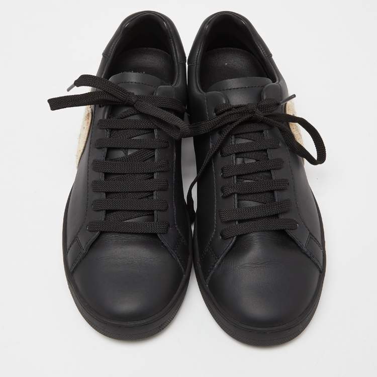 Pre Owned Palm Angels Black Leather Teddy Low Top Sneakers Size 42