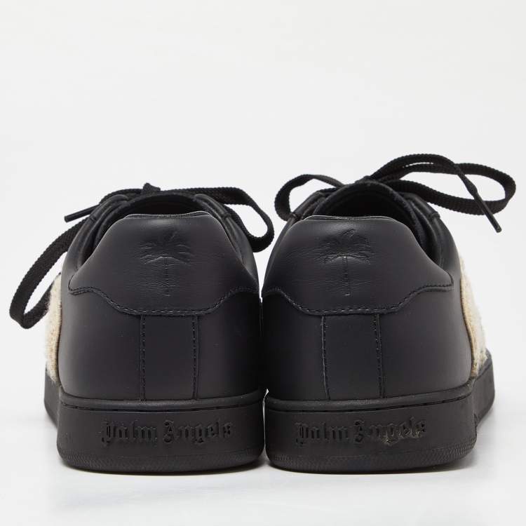 Pre Owned Palm Angels Black Leather Teddy Low Top Sneakers Size 42