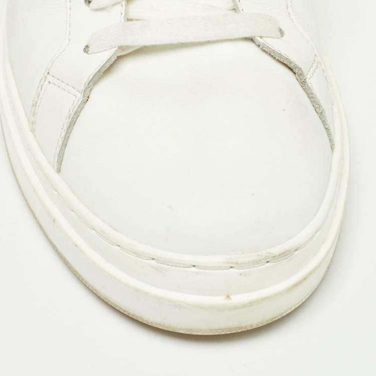 Pre Owned Palm Angels White Leather Two Low Top Sneakers Size 45