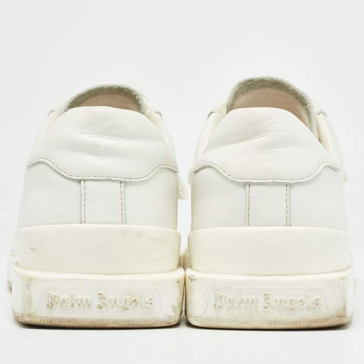 Pre Owned Palm Angels White Leather Two Low Top Sneakers Size 45