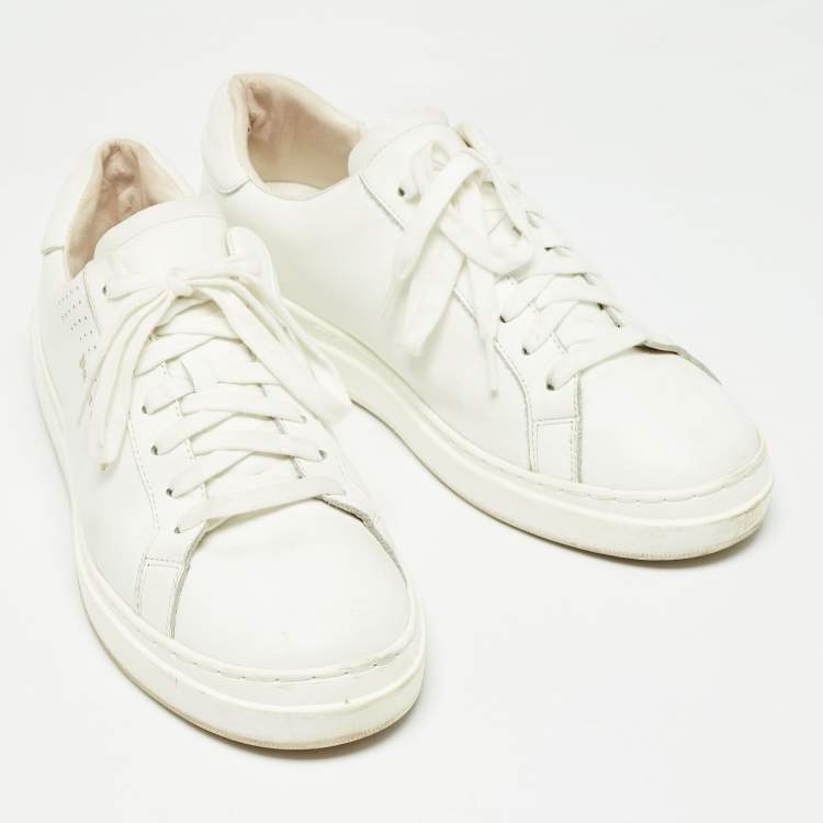 Pre Owned Palm Angels White Leather Two Low Top Sneakers Size 45