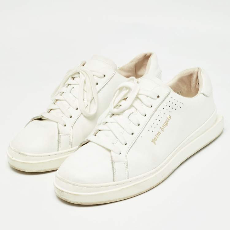 Pre Owned Palm Angels White Leather Two Low Top Sneakers Size 45