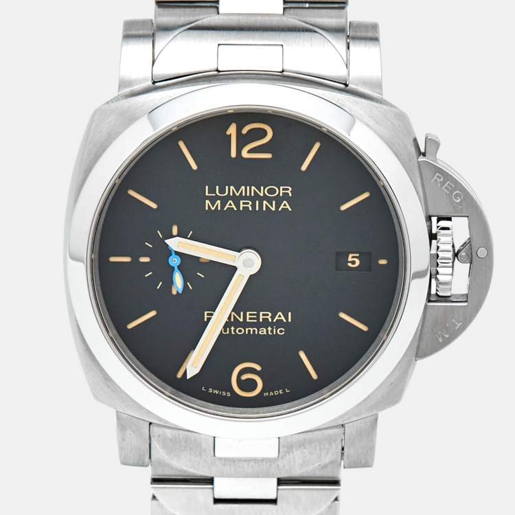 Pre Owned Panerai Black Stainless Steel Luminor Marina PAM00722 Men's Wristwatch 42 mm