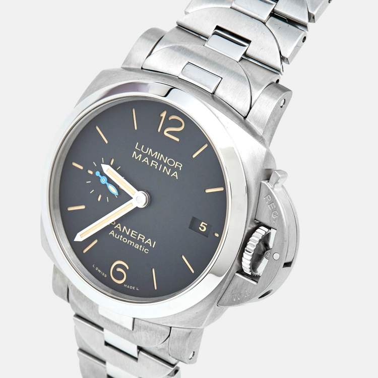 Pre Owned Panerai Black Stainless Steel Luminor Marina PAM00722 Men's Wristwatch 42 mm