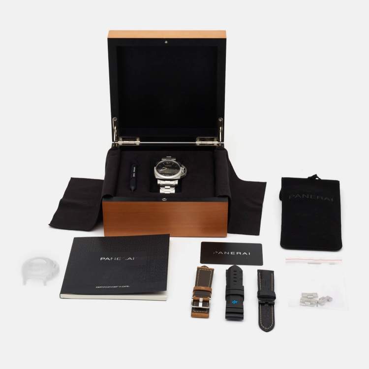 Pre Owned Panerai Black Stainless Steel Luminor Marina PAM00722 Men's Wristwatch 42 mm