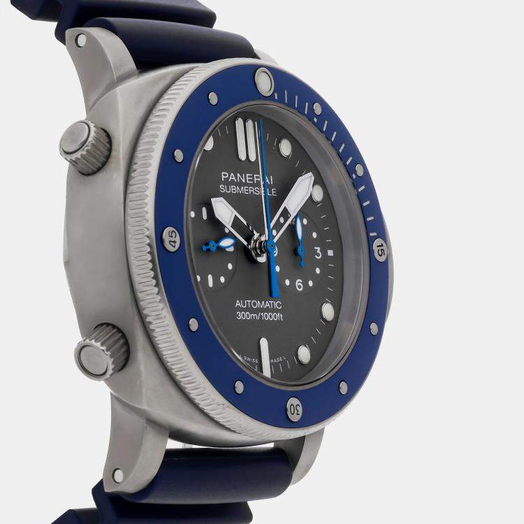 Pre Owned Panerai Grey Titanium Submersible PAM00982 Automatic Men's Wristwatch 47 mm