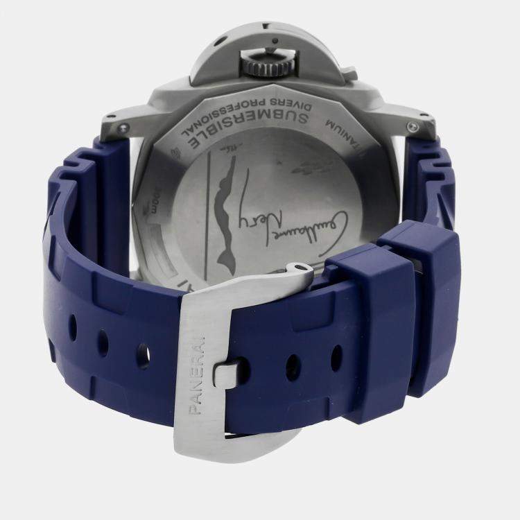 Pre Owned Panerai Grey Titanium Submersible PAM00982 Automatic Men's Wristwatch 47 mm