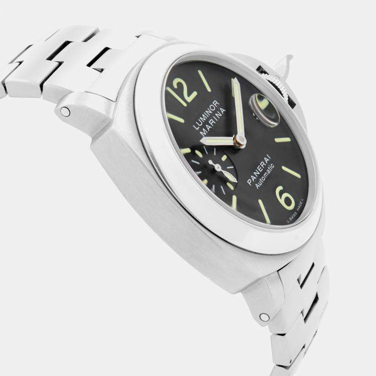 Pre Owned Panerai Black Stainless Steel Luminor Marina PAM00299 Automatic Men's Wristwatch 44mm