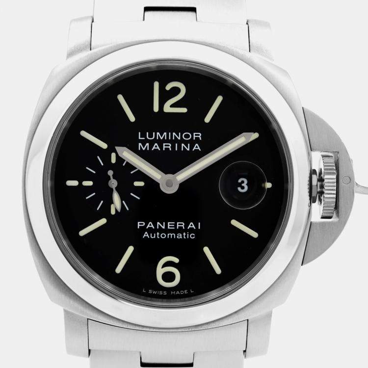 Pre Owned Panerai Black Stainless Steel Luminor Marina PAM00299 Automatic Men's Wristwatch 44mm
