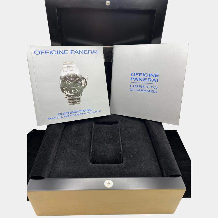 Pre Owned Panerai Black Stainless Steel Luminor Marina PAM00299 Automatic Men's Wristwatch 44mm