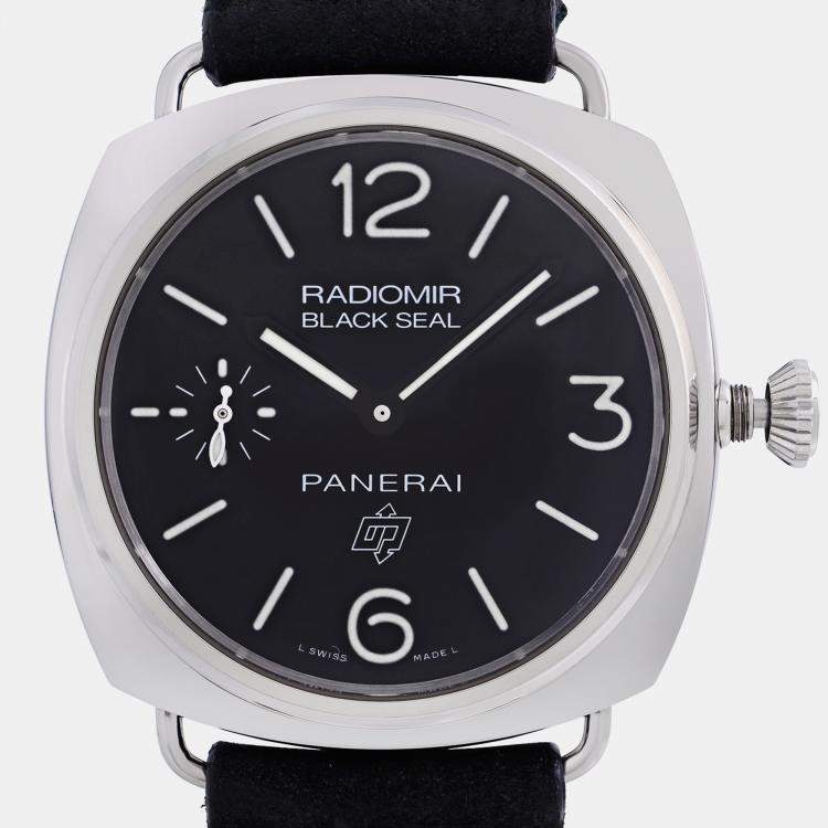 Pre Owned Panerai Black Stainless Steel Radiomir Black Seal  PAM00380 Manual Winding Men's Wristwatch 44mm