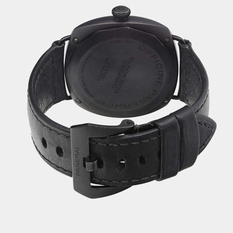 Pre Owned Panerai Black Ceramic Radiomir Black Seal PAM00292  Manual Winding Men's Wristwatch 45mm