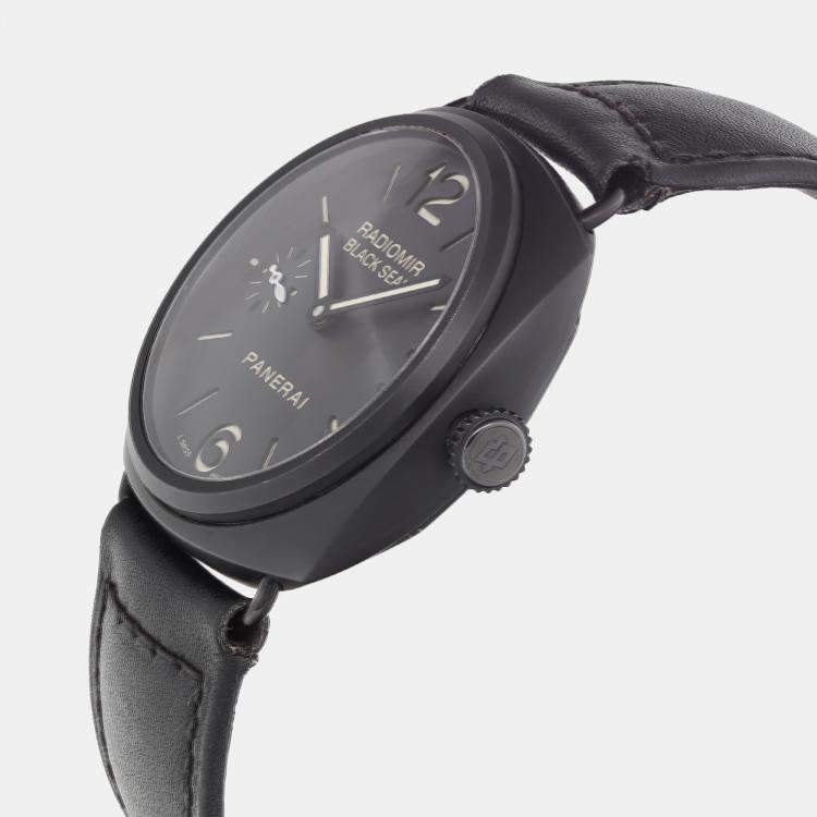Pre Owned Panerai Black Ceramic Radiomir Black Seal PAM00292  Manual Winding Men's Wristwatch 45mm