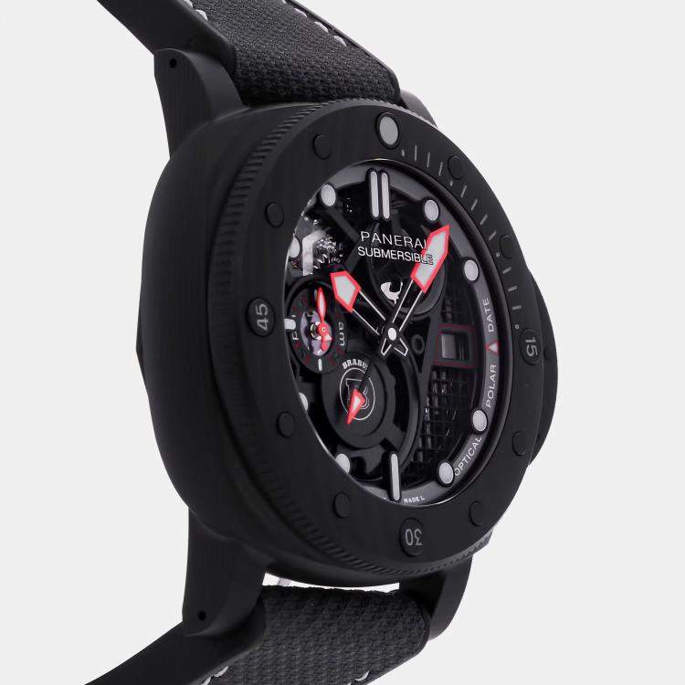 Pre Owned Panerai Submersible S Brabus Black Ops Edition Carbotech PAM1240 Automatic Carbotech Skeleton Dial Men's Wristwatch 47mm