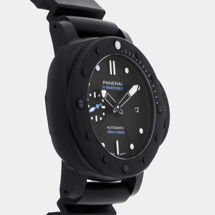 Pre Owned Panerai Submersible PAM1231 Automatic Carbotech Black Dial Men's Wristwatch 42mm