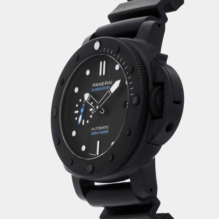 Pre Owned Panerai Submersible PAM1231 Automatic Carbotech Black Dial Men's Wristwatch 42mm