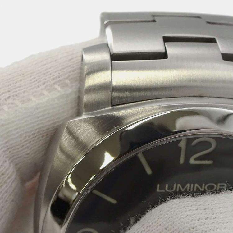 Pre Owned Panerai Black Stainless Steel Luminor PAM00329 Automatic Men's Wristwatch 44 mm