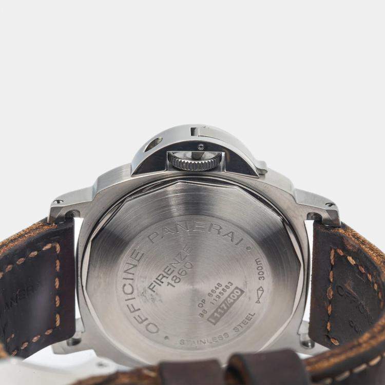 Pre Owned Panerai Luminor Marina PAM00104 Black Dial Stainless Steel  Automatic Men's Wristwatch 44 mm