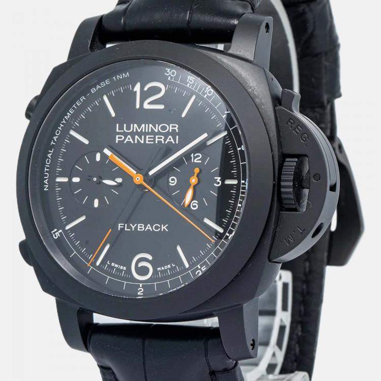 Pre Owned Panerai Luminor Marina PAM01298 Automatic Black Ceramic Men's Wristwatch 44mm