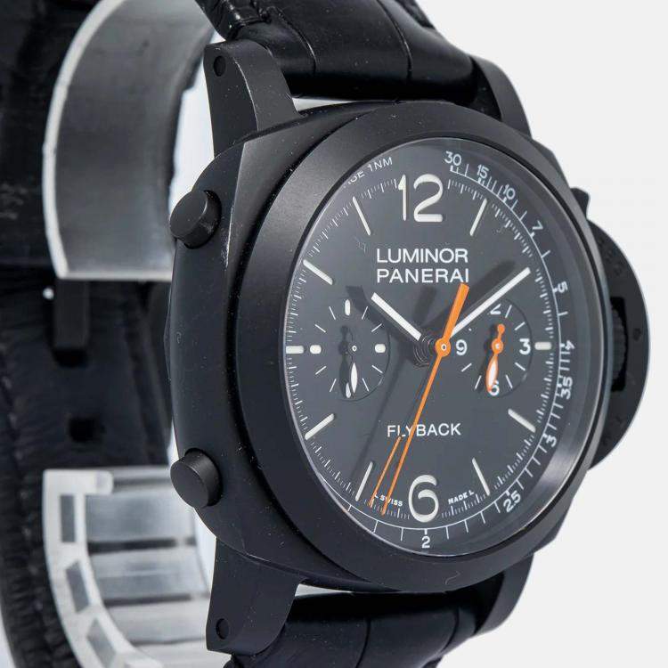 Pre Owned Panerai Luminor Marina PAM01298 Automatic Black Ceramic Men's Wristwatch 44mm
