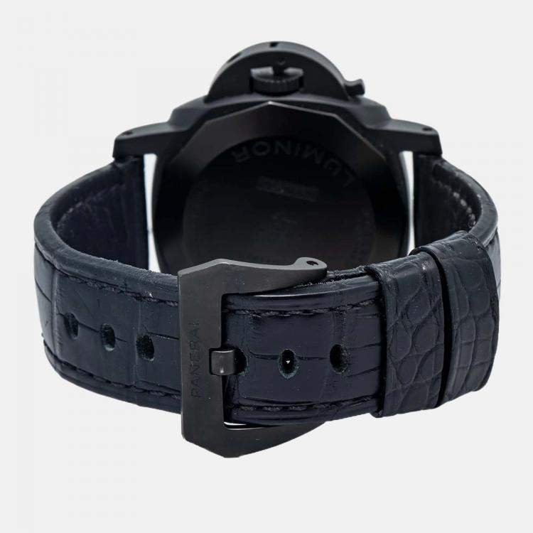 Pre Owned Panerai Luminor Marina PAM01298 Automatic Black Ceramic Men's Wristwatch 44mm