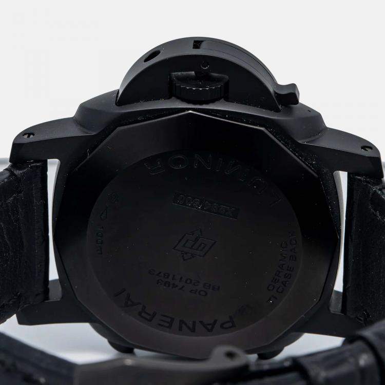 Pre Owned Panerai Luminor Marina PAM01298 Automatic Black Ceramic Men's Wristwatch 44mm