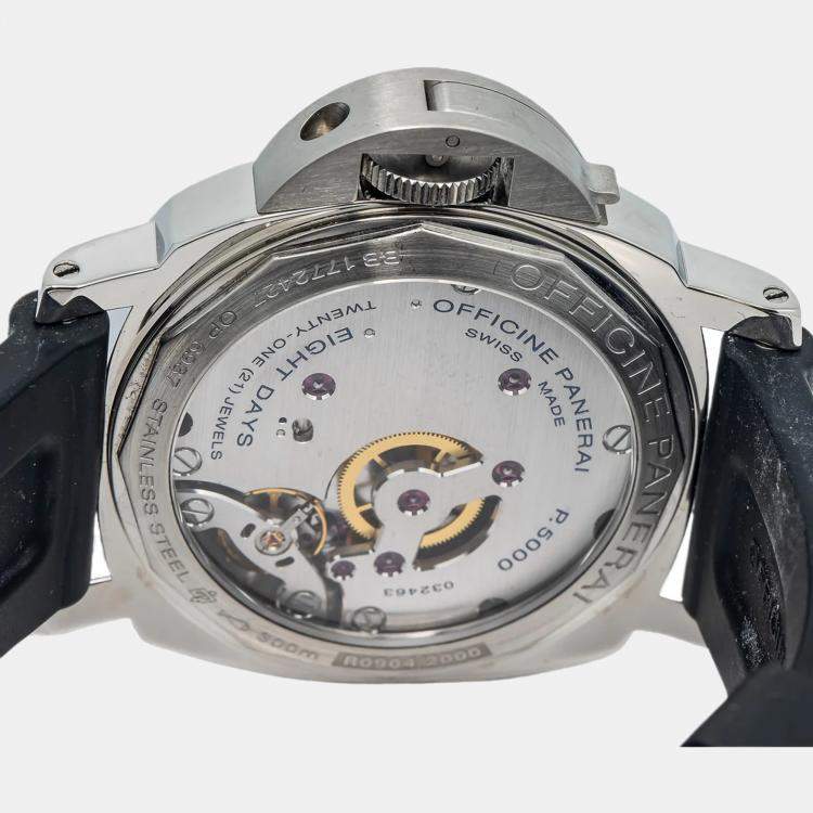 Pre Owned Panerai Luminor PAM00560 Manual Winding Black Stainless Steel Men's Wristwatch 44 mm